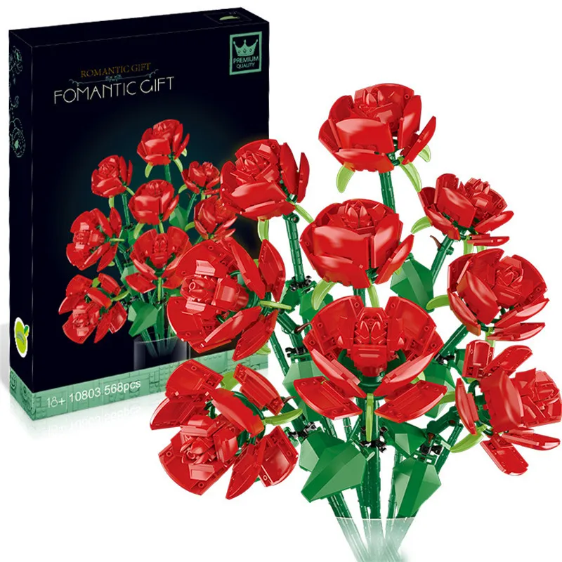 

Конструктор Moc букет из розовых вечных цветов, подходит для 40460 г., романтическая сборка орхидеи, домашний декор, игрушки «сделай сам», подаро...
