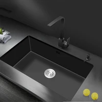 nano water tank single groove black kitchen sink basin 304 stainless steel vegetable washing basin under mount for large kitchen