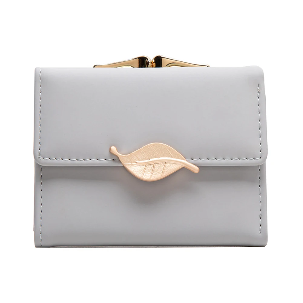 сумка Golden Leaves Buckle Trifold Short Wallet Women Wear-Resistant Ultra-thin Coin Purse Money Card Storage Bags For