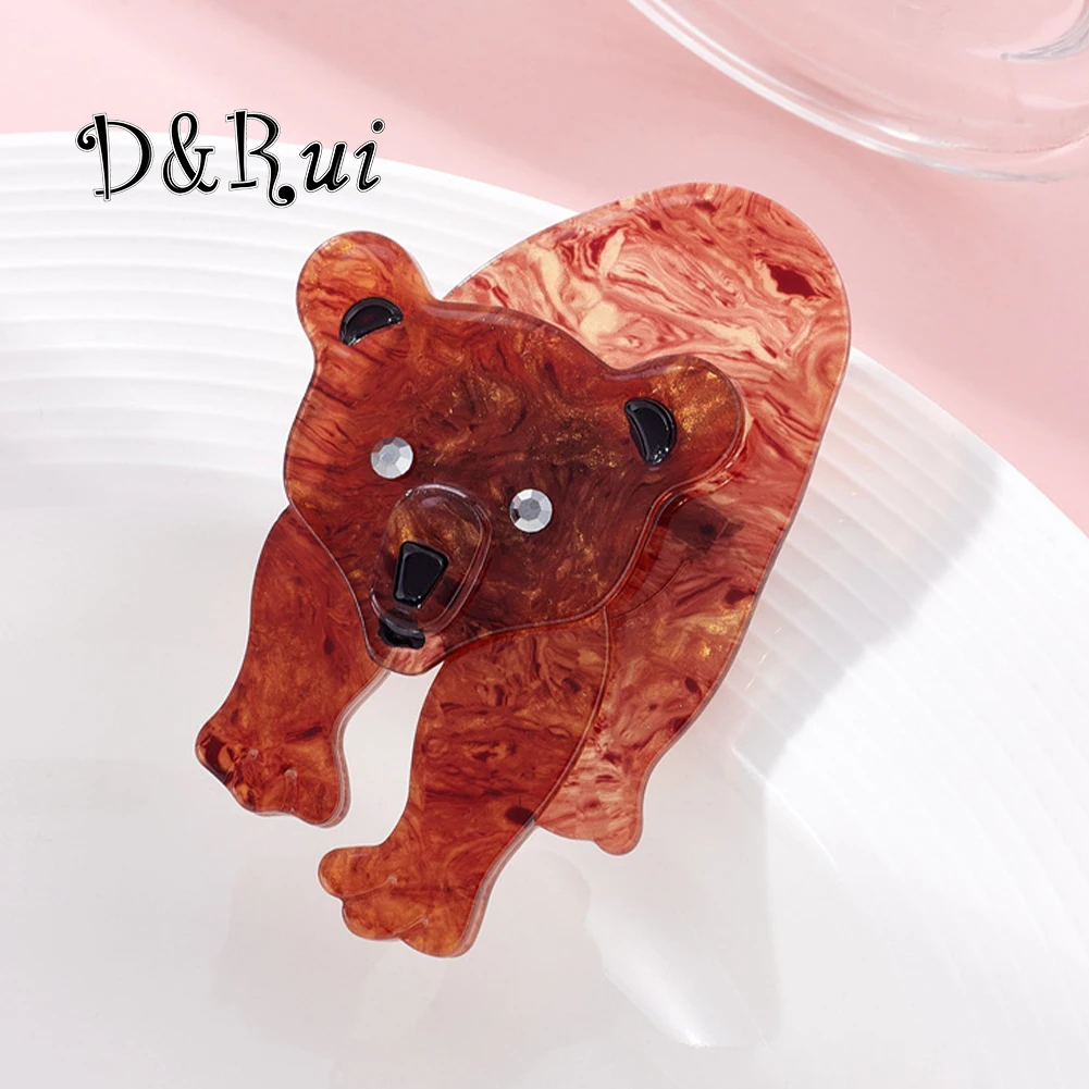 

D&Rui Fierce Acrylic Brown Bear Brooches Fashion Animal Lapel Pins Clothing Accessories Women Brooch Backpack on Badge 2023