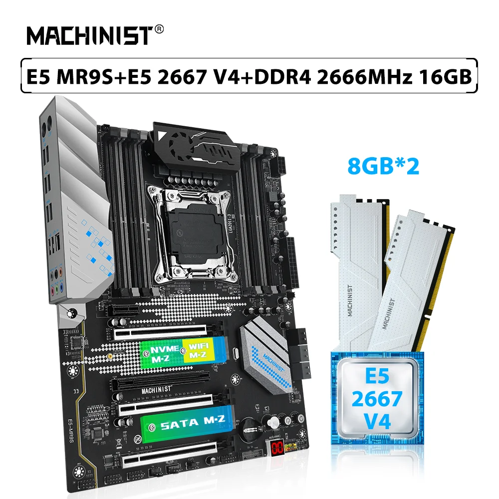 

Комплект материнской платы MACHINIS MR9S X99 LGA 2011-3 Combo Xeon Kit E5 2667 V4 процессор ЦП 2 шт. * 8 ГБ = 16 Гб 2666 МГц DDR4 Память ОЗУ NVME