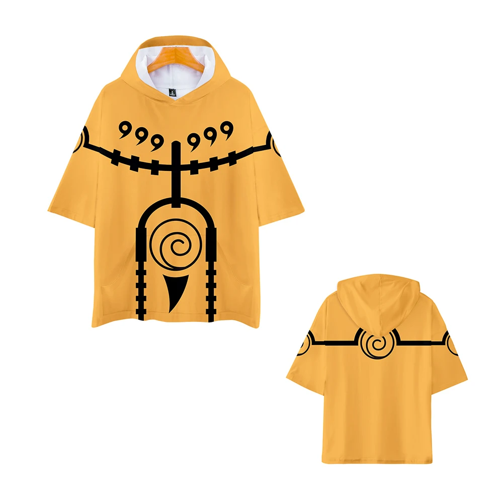 Толстовка с коротким рукавом принтом Наруто Футболка и капюшоном Лето 2022 г.