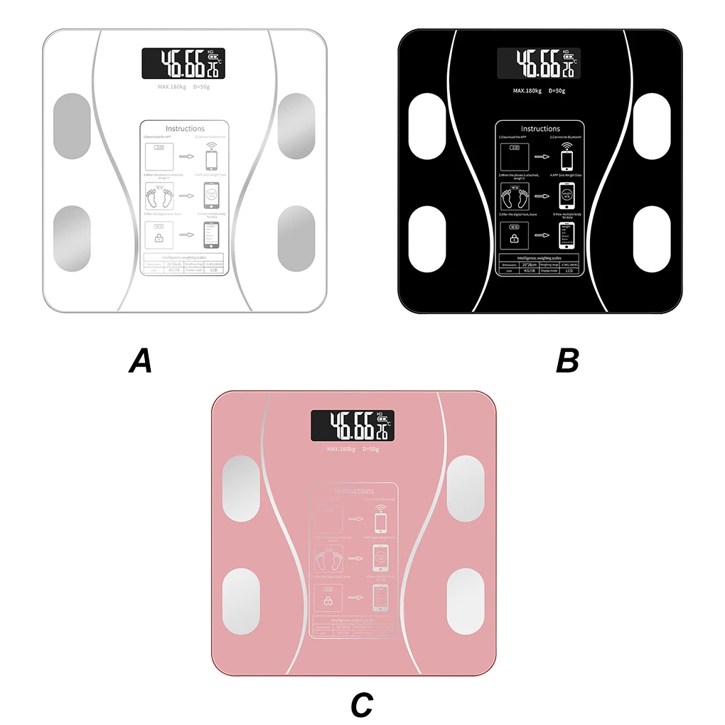 

Body Weight Scale Digital Bathroom Scale Bluetooth Weighing Body Fat Balance Charging Rose Gold