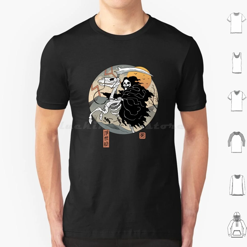 

Death T Shirt Big Size 100% Cotton Grim Reaper Halloween Death Skull Japanese Art Ukiyo E Woodblock Japan Edo Retro Traditional