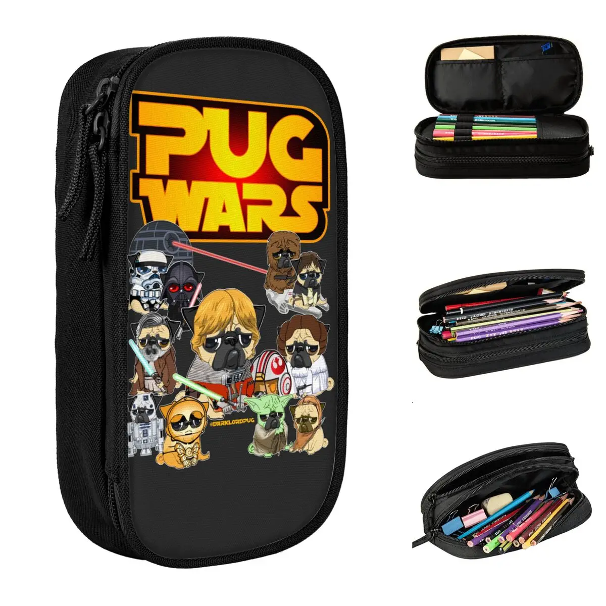 Модный чехол-карандаш с рисунком собаки в стиле мопса, Женская вместительная сумка для студентов, школьная косметика, канцелярские принадлежности