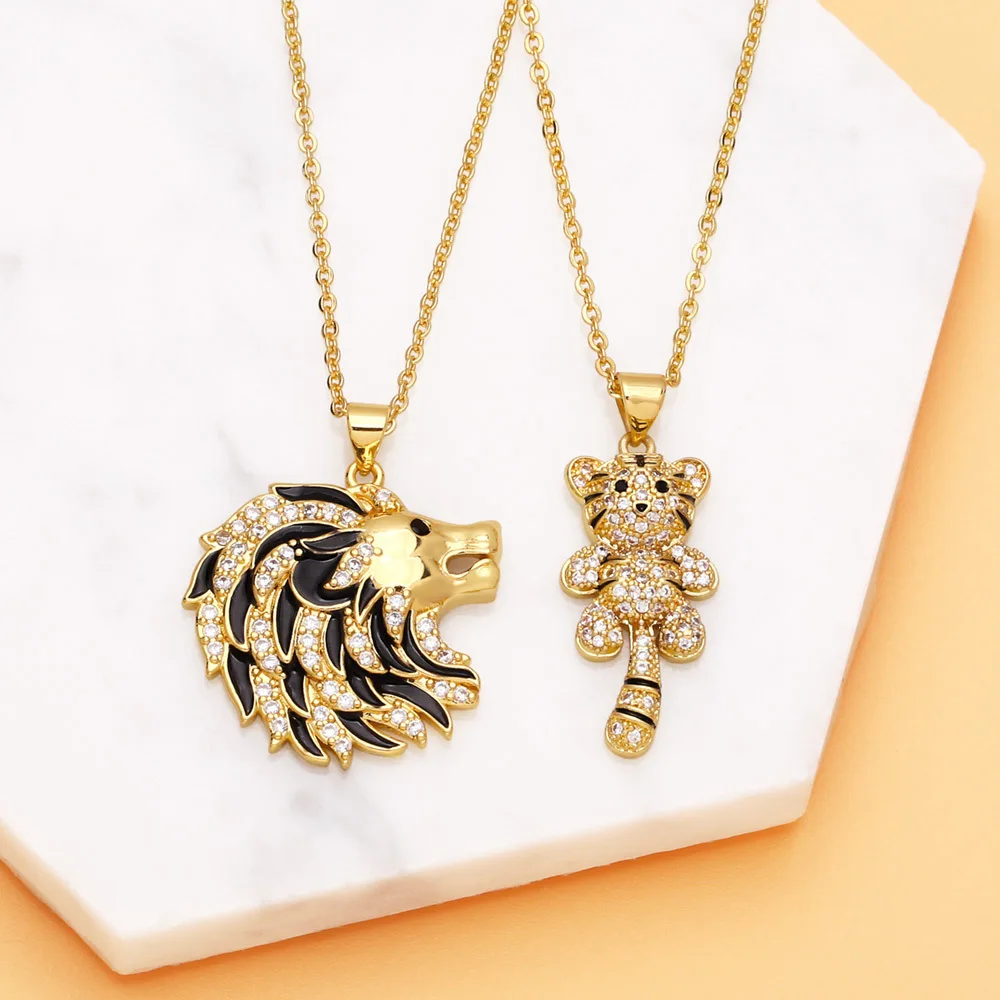 

Andralyn Hip hop personality Lion's Head tiger head pendant necklace unisex special-interest design spirit jewelry wholesale