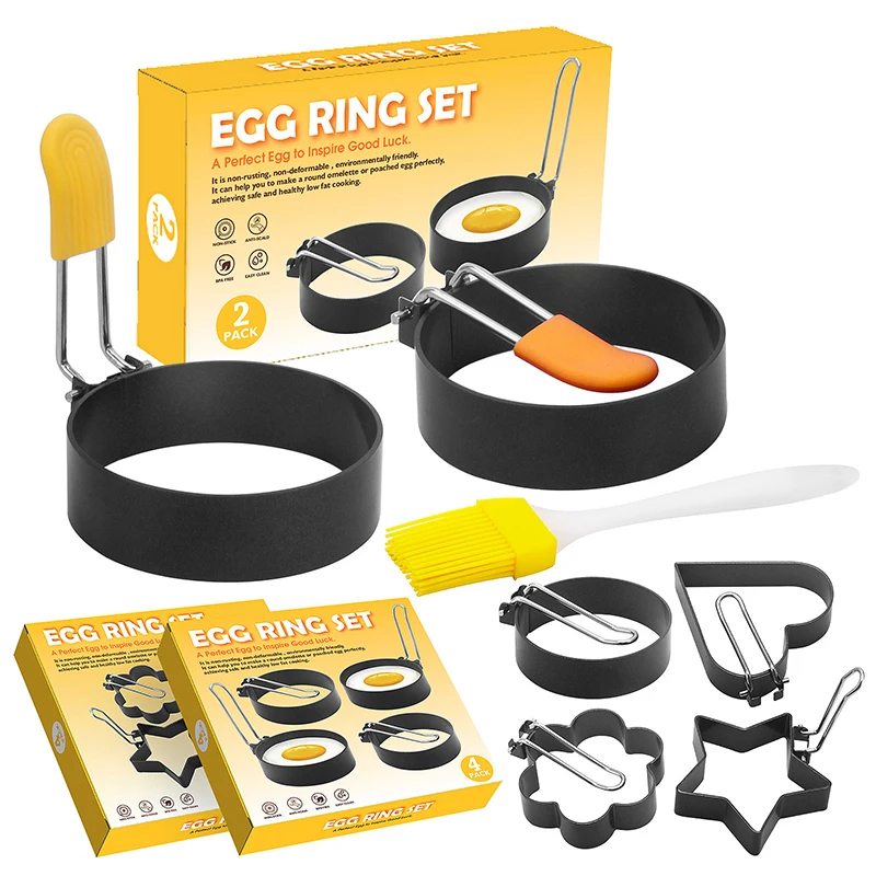 

Heightening Omelet Maker Love Flower-Shaped Omelet Model Round Star-Shaped Creative Omelet Mold Non-Stick Egg Ring Kitchen Tool