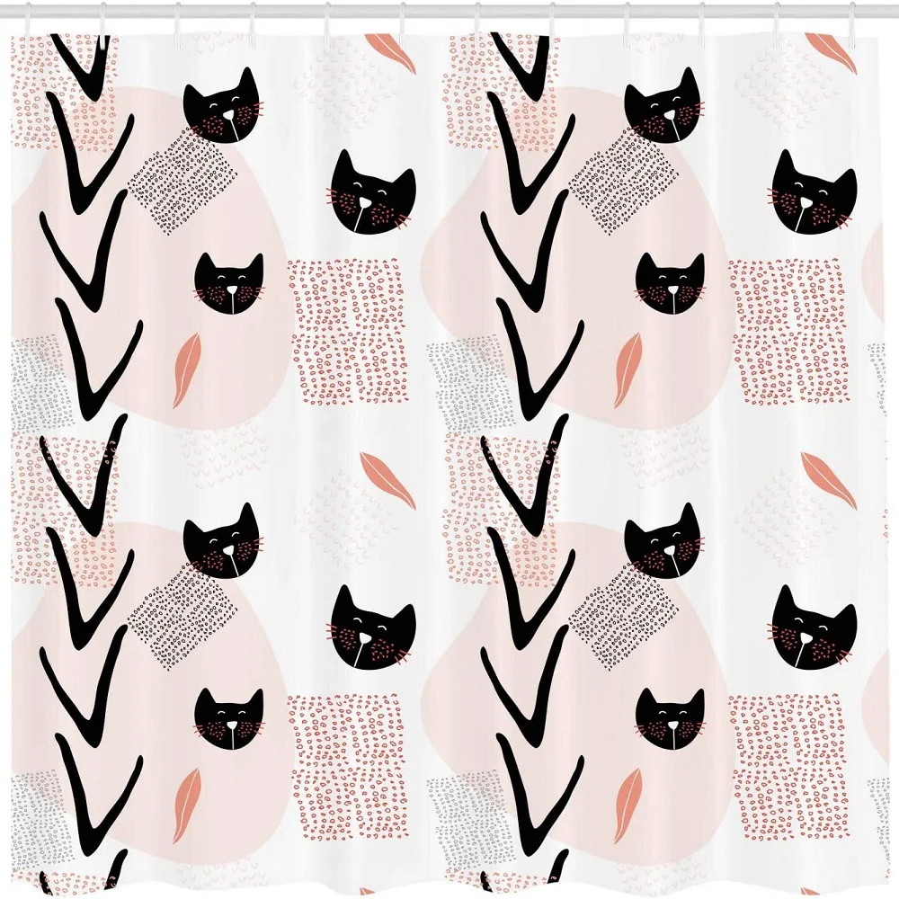 Современная Минималистичная занавеска для душа с кошачьими лицами и пятнистыми