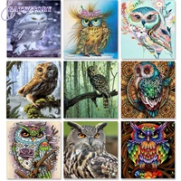 gatyztory owl paint by numbers animals diy 40x50cm oil painting by numbers on canvas frameless digital hand painting home decor