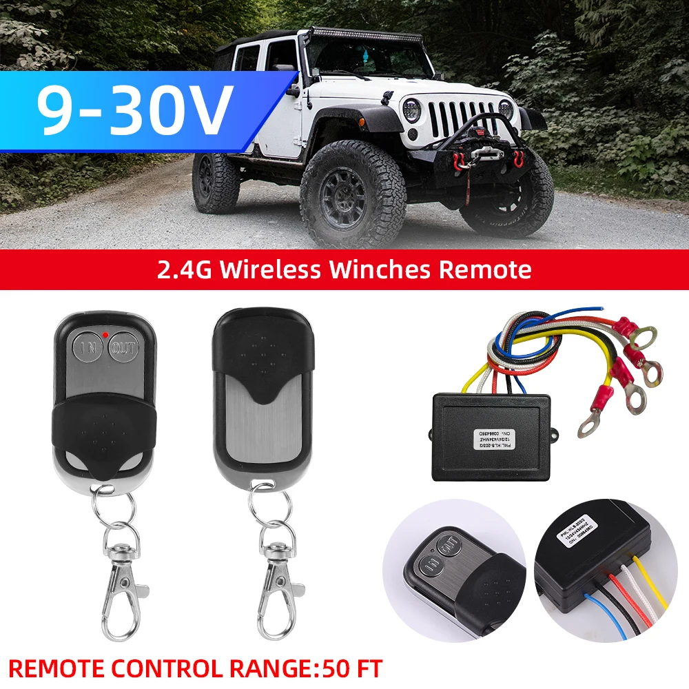 

Car Hand Held Digital Wireless Winches Remote Control Recovery Kit 2.4G 164FT With Manual Transmitter For 12V 24V Car