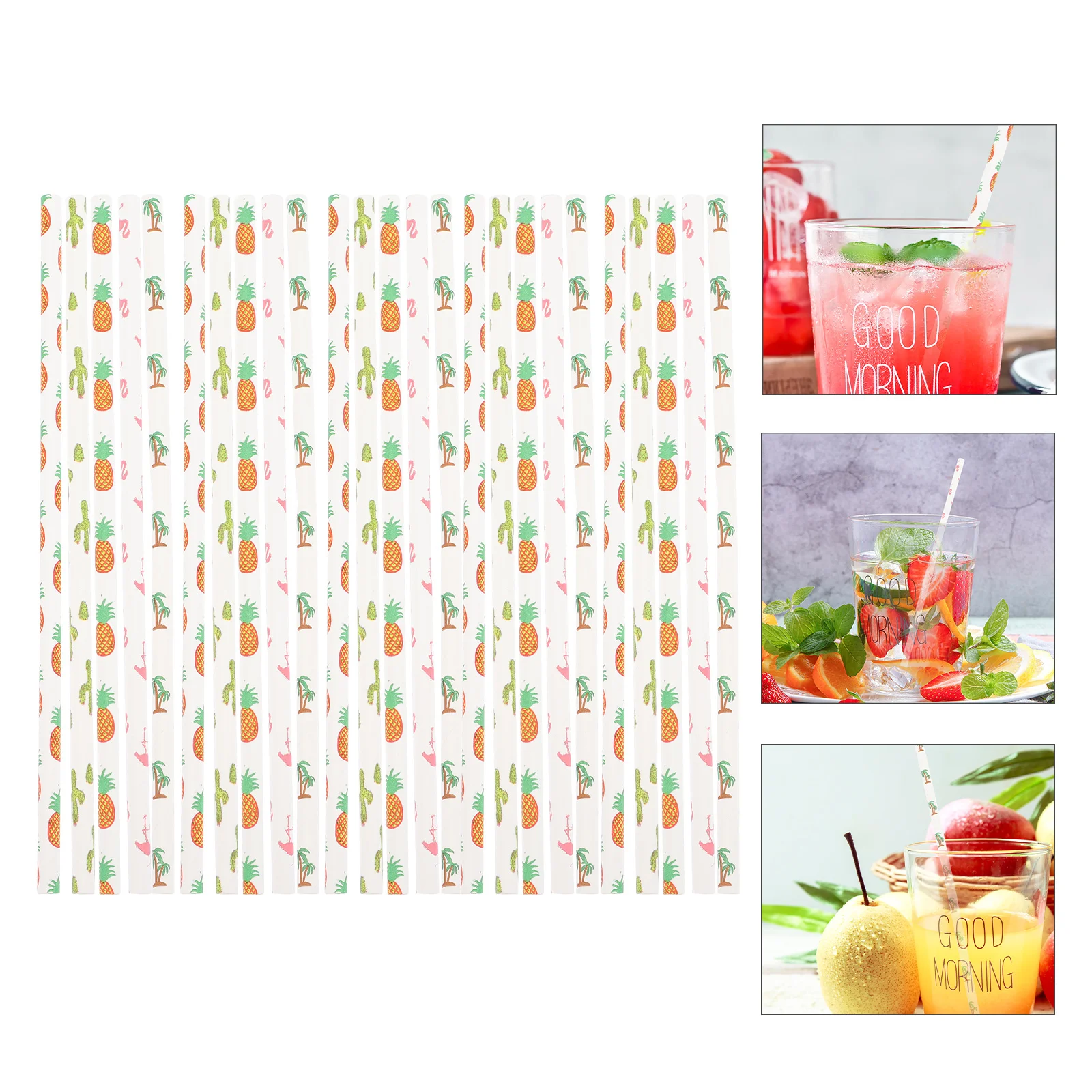 

100pcs Fruit Straws Hawaiian Party Supplies Party Disposable Straws for Cocktail