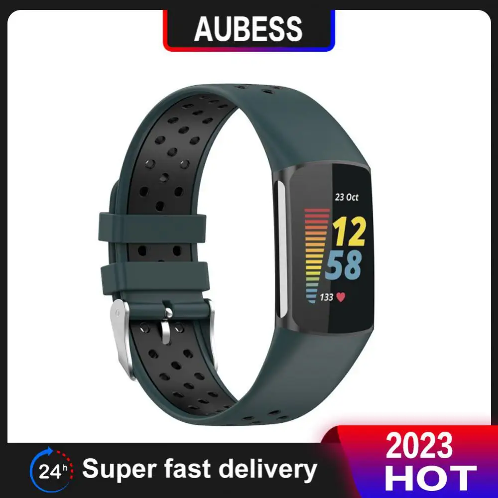 

Silicone Band Sweatproof Strap Soft Comfortable Band Replacement For Fitbit Charge5 Good Quality Material Ristband Charge Unisex