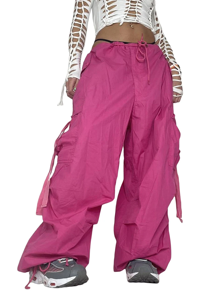 

Womens Baggy Cargo Pants Low Waist Drawstring Hip Hop Joggers Sweatpants Jogger Casual Trousers