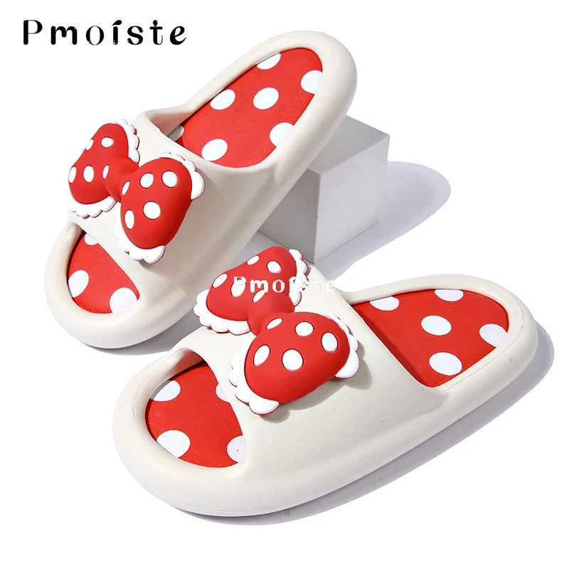 Women's Bowknot Slippers for Home Falt Cute Summer Shoes Soft Bathroom House Slipper Non-slip Designer Slides Wear-resistant