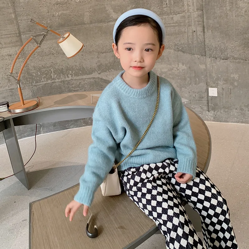 

Girls' sweater Autumn/Winter 2022 children's Korean knitting pullover sweater women's soft waxy top 11-28