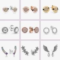 2022 fashion 925 sterling silver earrings pink daisy flower stud earrings women anniversary engagement jewelry gift