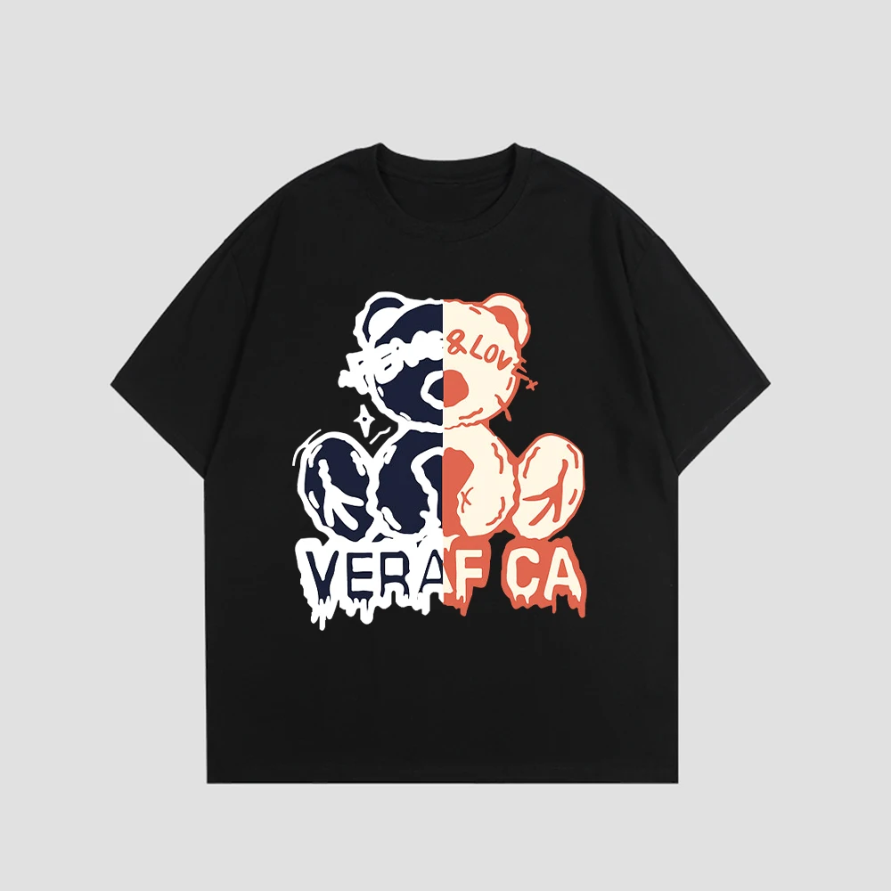 

Новое поступление, футболка с мультяшным медведем, летние хлопковые футболки с 2D принтом, простая футболка в Корейском стиле с короткими рукавами и графикой в виде животного, женская футболка