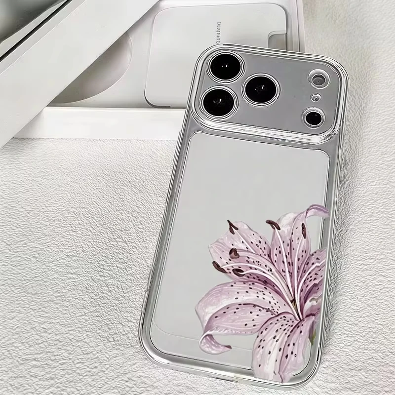 Фото Прозрачный чехол для телефона с принтом «Фиолетовая лилия» для iPhone 17 Pro Max, 16, 15 Pro, 14, 13, 12, 11, XR, XS, 17 Air, 16 Plus, мягкий силиконовый чехол №2