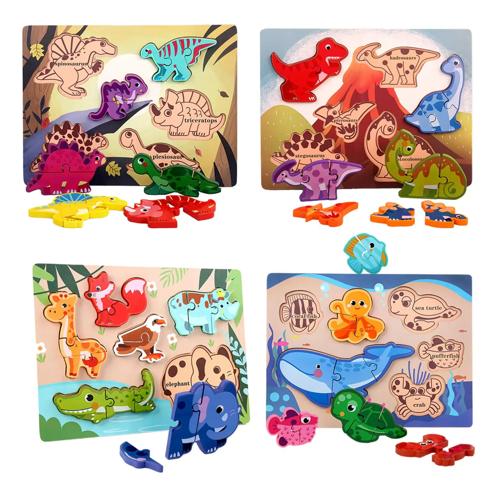 

Wooden Puzzle Shape Matching Development Cartoon for Ages 2-4 Years Old
