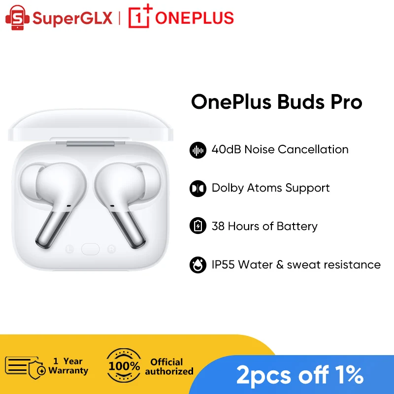 

2021 OnePlus Buds Pro TWS Earphone Adaptive Noise Cancellation LHDC 38 Hours Battery IP55 Water Resistance for Oneplus 9RT 9 Pro