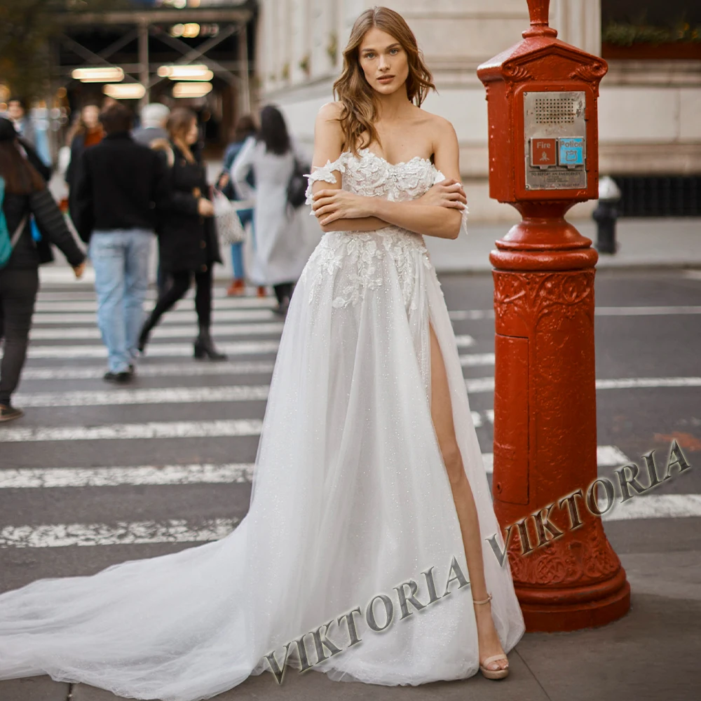 

VIKTORIA Attractive Wedding Dresses High Slit Off Shoulder For Women Bride 2023 A-LINE Appliques Vestidos De Novia Custom Made