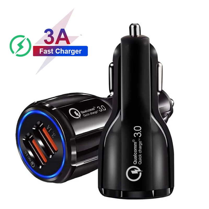 

Car Charger For Mobile Phone USB Car Charger Quick Charge3.0Phone Car Fast Charger 2Ports USB Portable Charger for iPhone Xiaomi