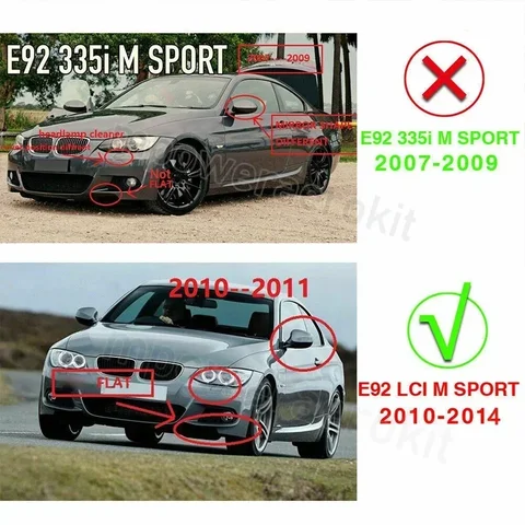 Для Bmw 3 серии E92 Coupe E93 Cabrio M-Tech Sport Performance передний сплиттер, бампер, блеск для губ, черный Lci 2010-2013
