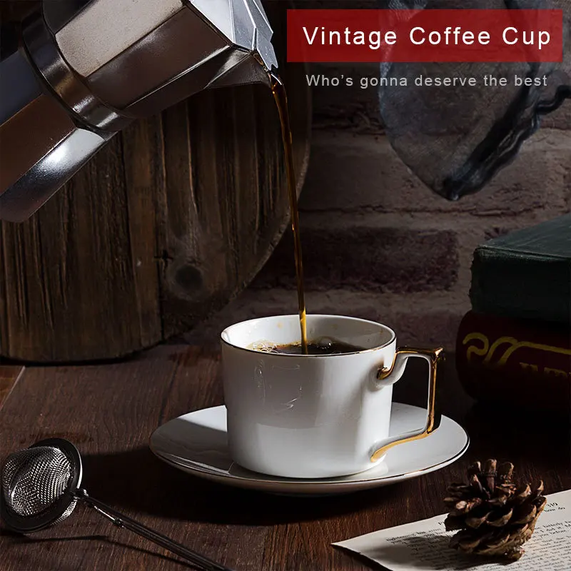 

Ceramic Coffee Cups Cappuccino Latte Mug with Handgrip Coffee Cup Set Minimalist Espresso Cup with Saucers