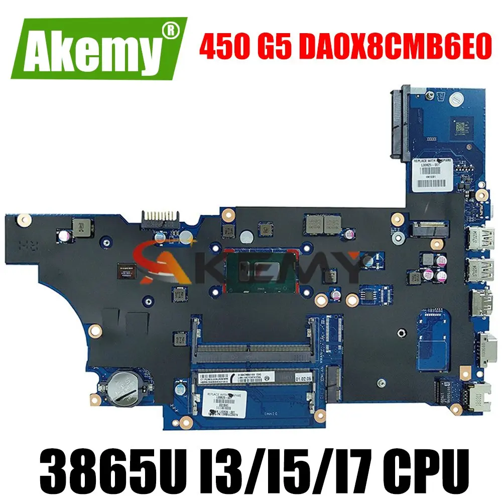 

Материнская плата DA0X8CMB6E0 для ноутбука HP ProBook 450 G5, материнская плата с процессором 3865U I3 I5 I7 7-го поколения 8-го поколения V2GB GPU
