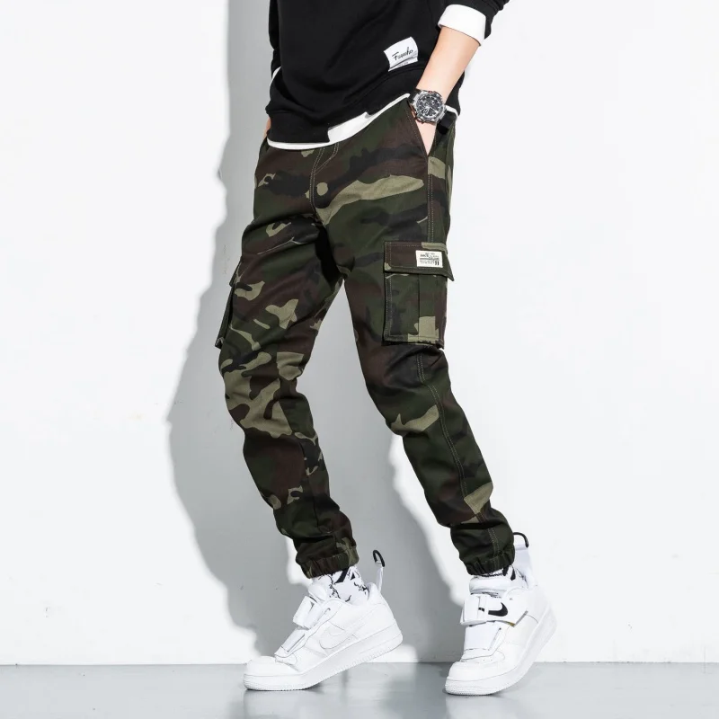 

Брюки-карго мужские большого размера, камуфляжные свободные армейские штаны, брюки до щиколотки, повседневные штаны в стиле Пэн