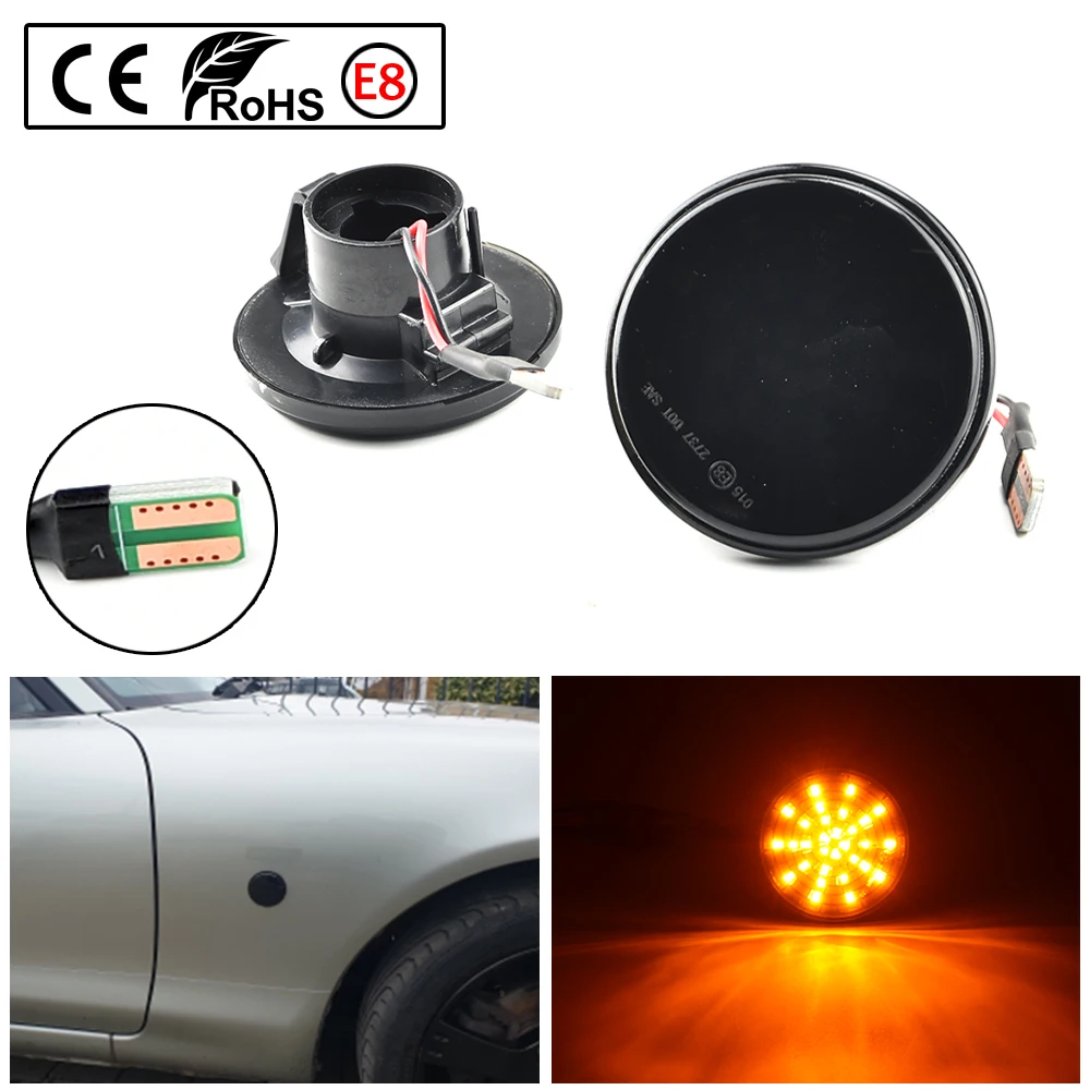 

For Mazda MX5 MX-5 MK1 MK2 MK3 Turn Signal Dynamic LED Side Marker Light Repeater Lamp Flowing Indicator 1989 1999 2000-2015