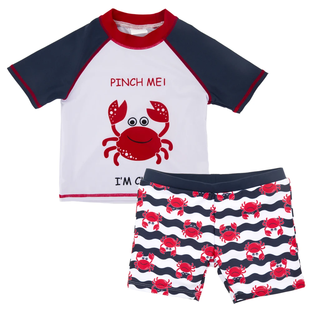 

Honeyzone Children's Swimwear 3-10y Cartoon Big Crab 2-Piece Beach Surfing Suit Summer Short Sleeved Swimsuit bañador niño