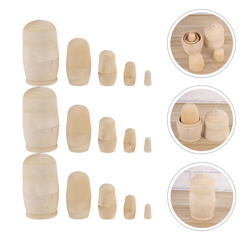 

Nesting Russian Matryoshka Blank Wooden Unpainted Kids Diy Unfinished Babushka Christmas Stacking Handmade Set Toys Wood