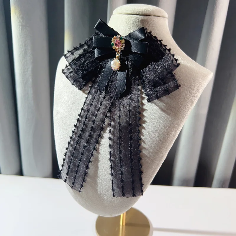 

Новый французский винтажный воротник, Цветочный Тюль с жемчугом, цветочный воротник, блузка, темпераментный подарок с бантом, модный аксесс...