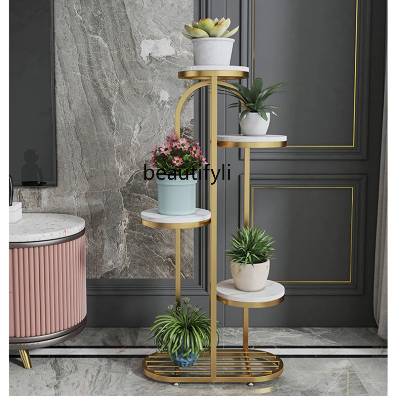 

Yj Nordic Flower Stand простой из кованого железа мраморная комнатная и уличная гостиная напольная многослойная Jardiniere