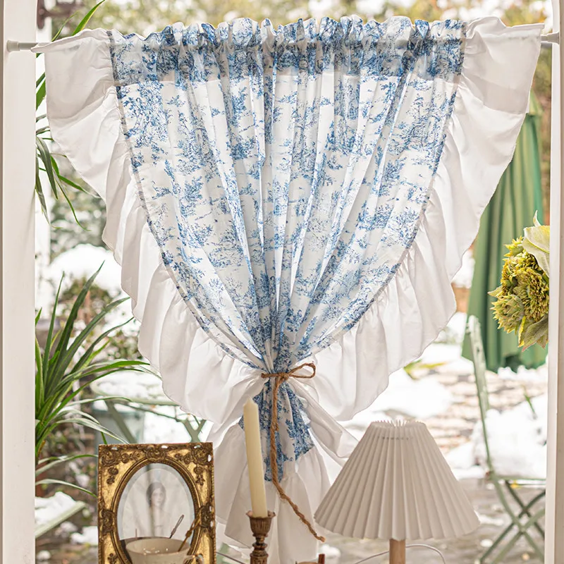 

American Ldyllic Lace Half Blackout Curtain French Style Rococo Readymade Window Drapes For Livingt Room Bedroom Kitchen