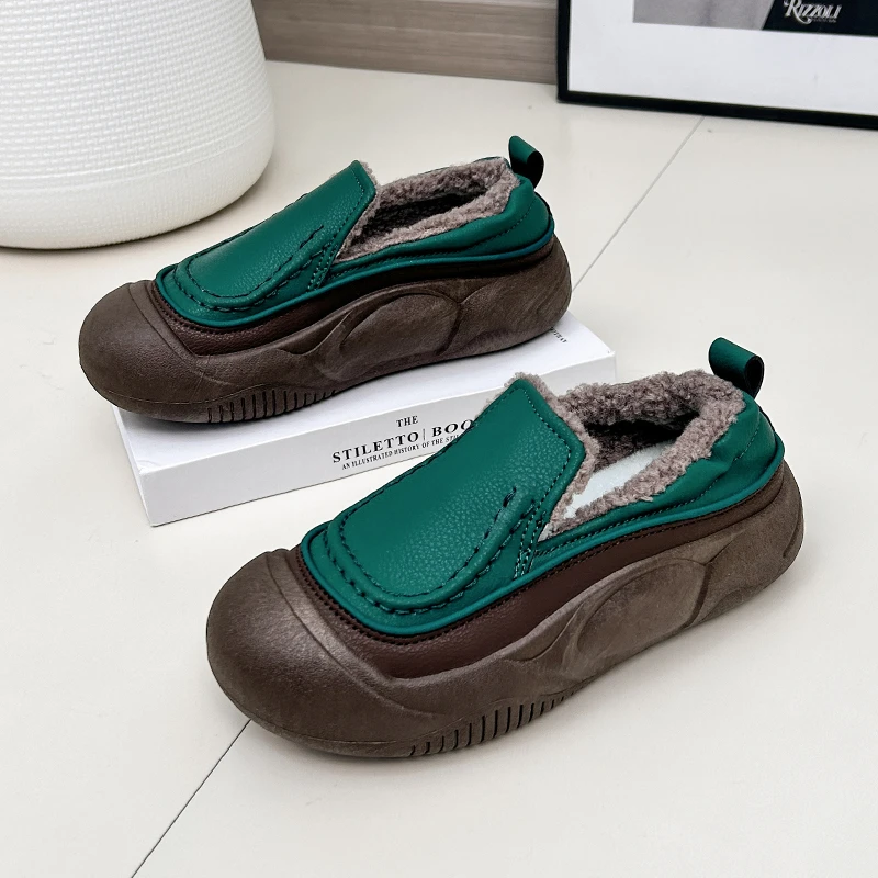 

Женские повседневные спортивные туфли, лоферы на плоской подошве, удобные туфли-лодочки без застежки, на толстой подошве, с круглым носком, для зимы, 2024