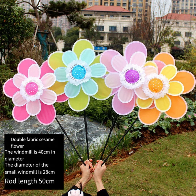 Украшение газона ветровая вертушка двухслойные вертушки с колом