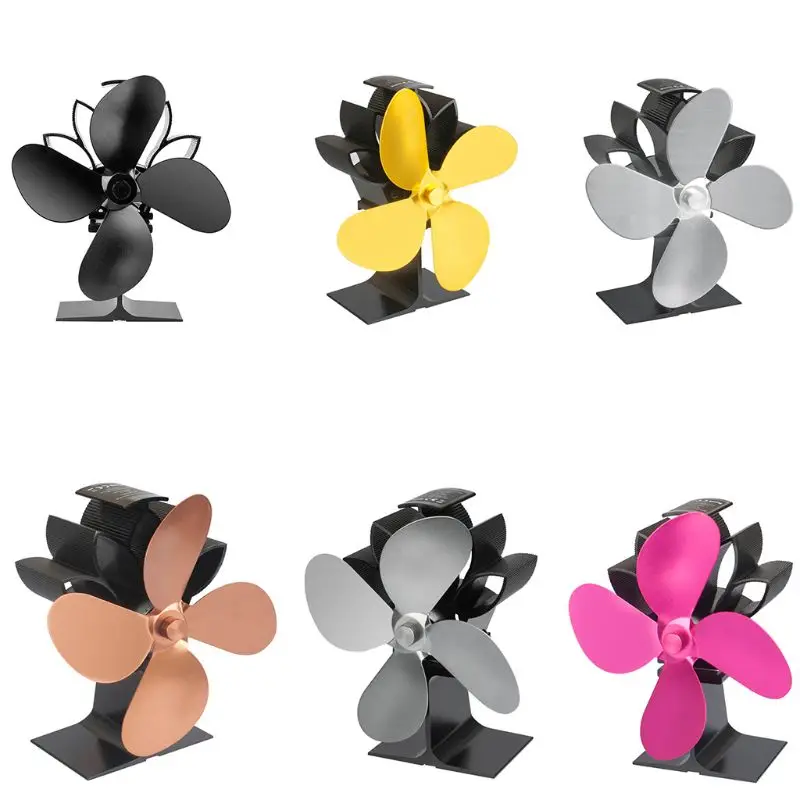 

4-лопастная тепловая печь, вентилятор для камина, алюминиевый бесшумный тихий дровяной журнал Ecofan