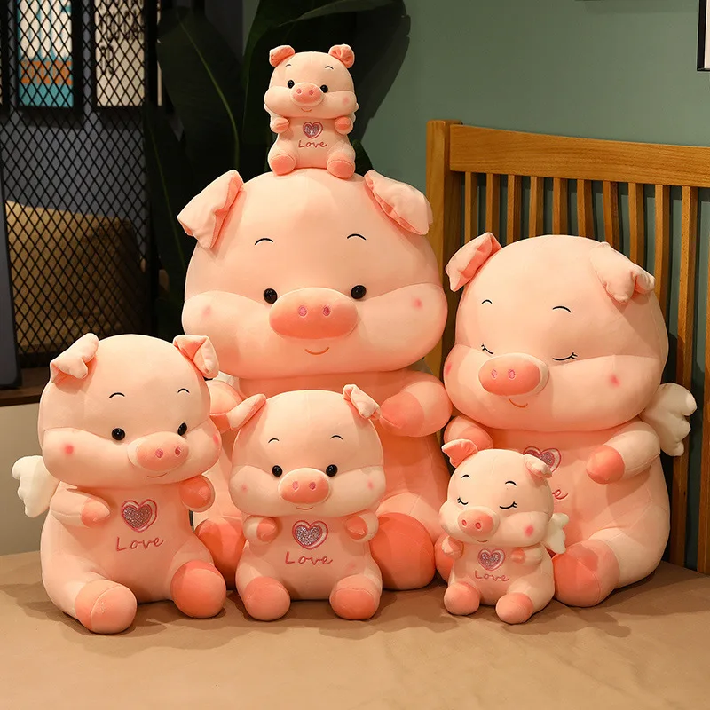 

Симпатичная сидячая ангельская свинка, эластичная супер мягкая ткань, подушка в виде розовой свиньи, милая плюшевая свинья, мягкая игрушка, ...