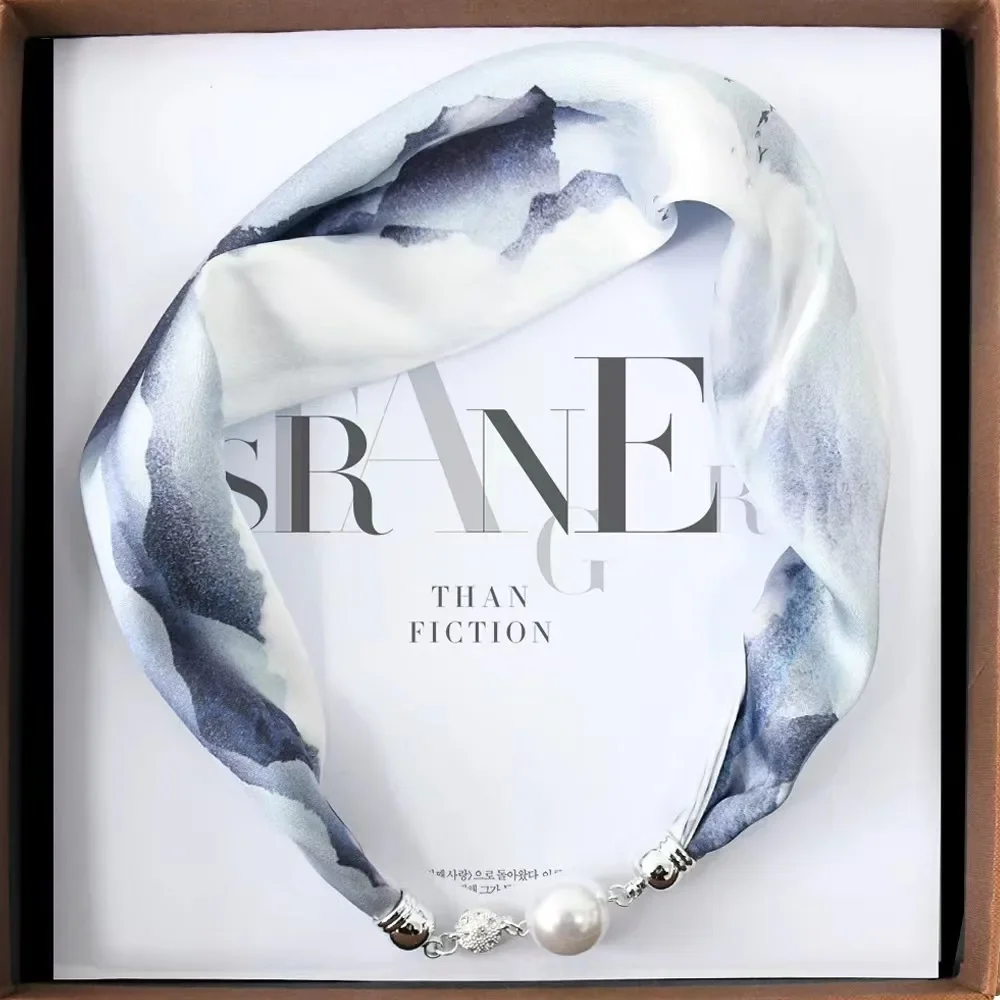 Новинка 2024 весенний женский шелковый шарф с магнитной застежкой