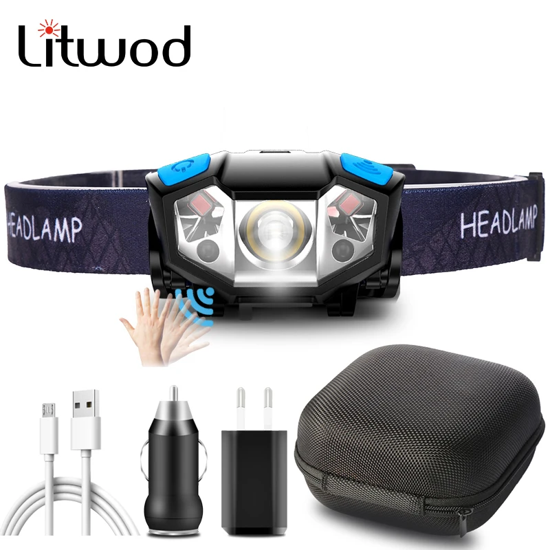 

Led Headlamp XP-G Q5 Sensor Built in Battery 3000LM USB Power Reachargeable Camping Bulbs Head Lamp Camping Flashlight Torchs