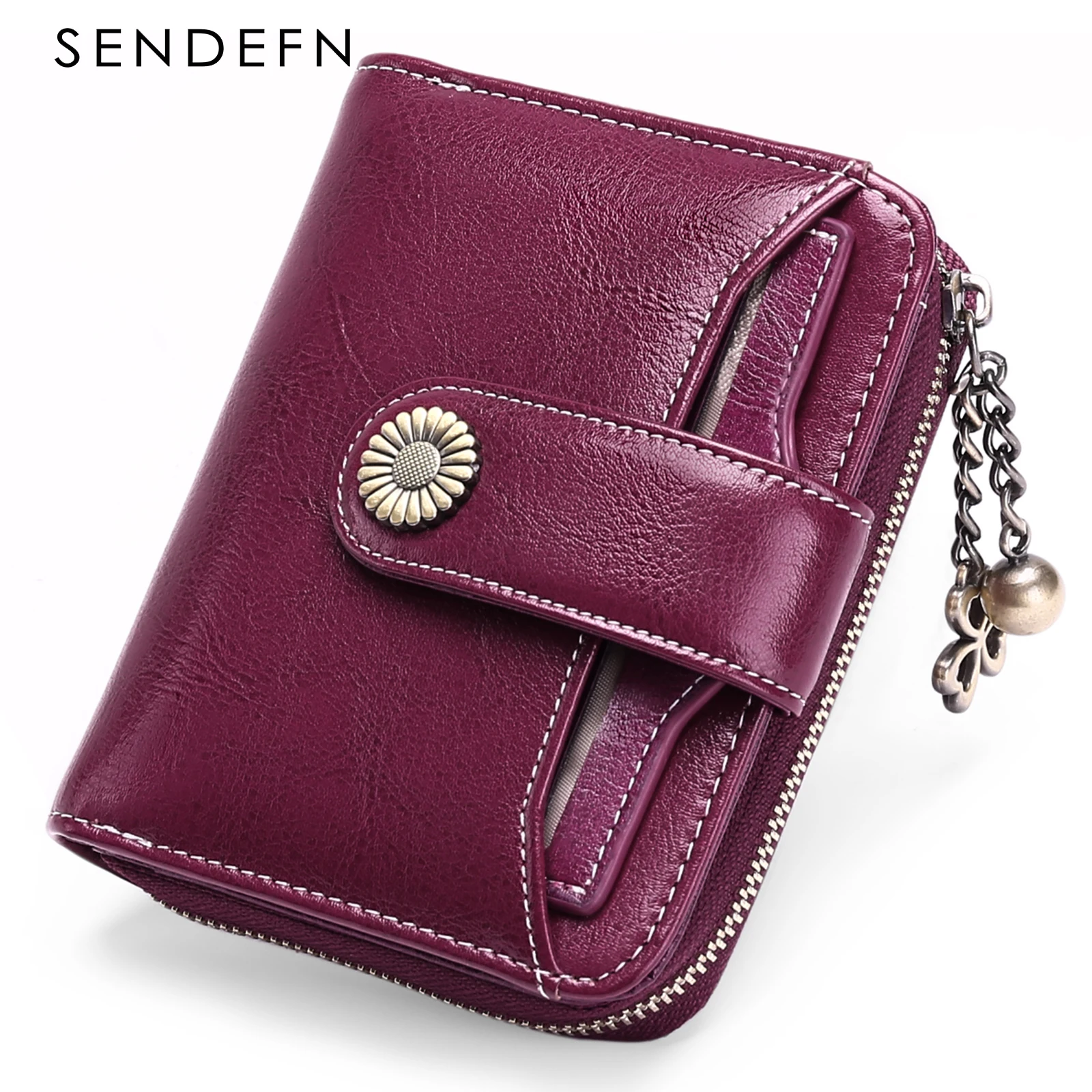 2023 Fashion Women's Coin Purse Wallet RFID Blocking Female Leather Wallet Zipper Card Holder ID Money Bag Wallet For Girls