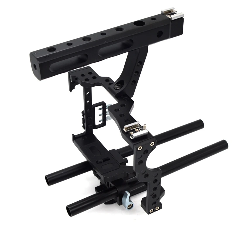 

15MM Rod System Camera Cage with Top Handle Grip Baseplate Compatible Arca-Type for Sony A7C A7S2 A7II A7 A6300 GH4