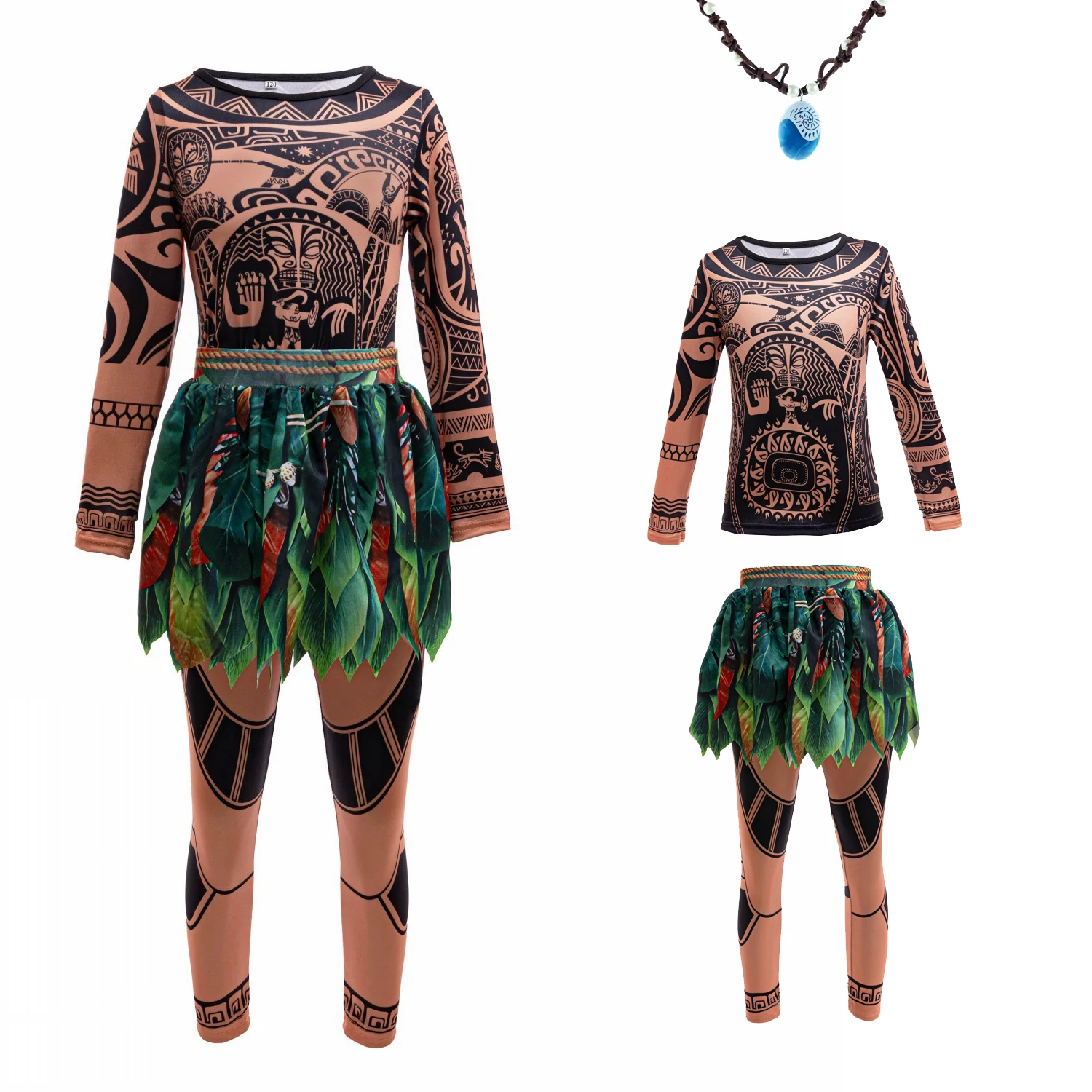 Костюм татуировки Мауи для мальчиков 2-8 лет платье на Хэллоуин одежда с длинными