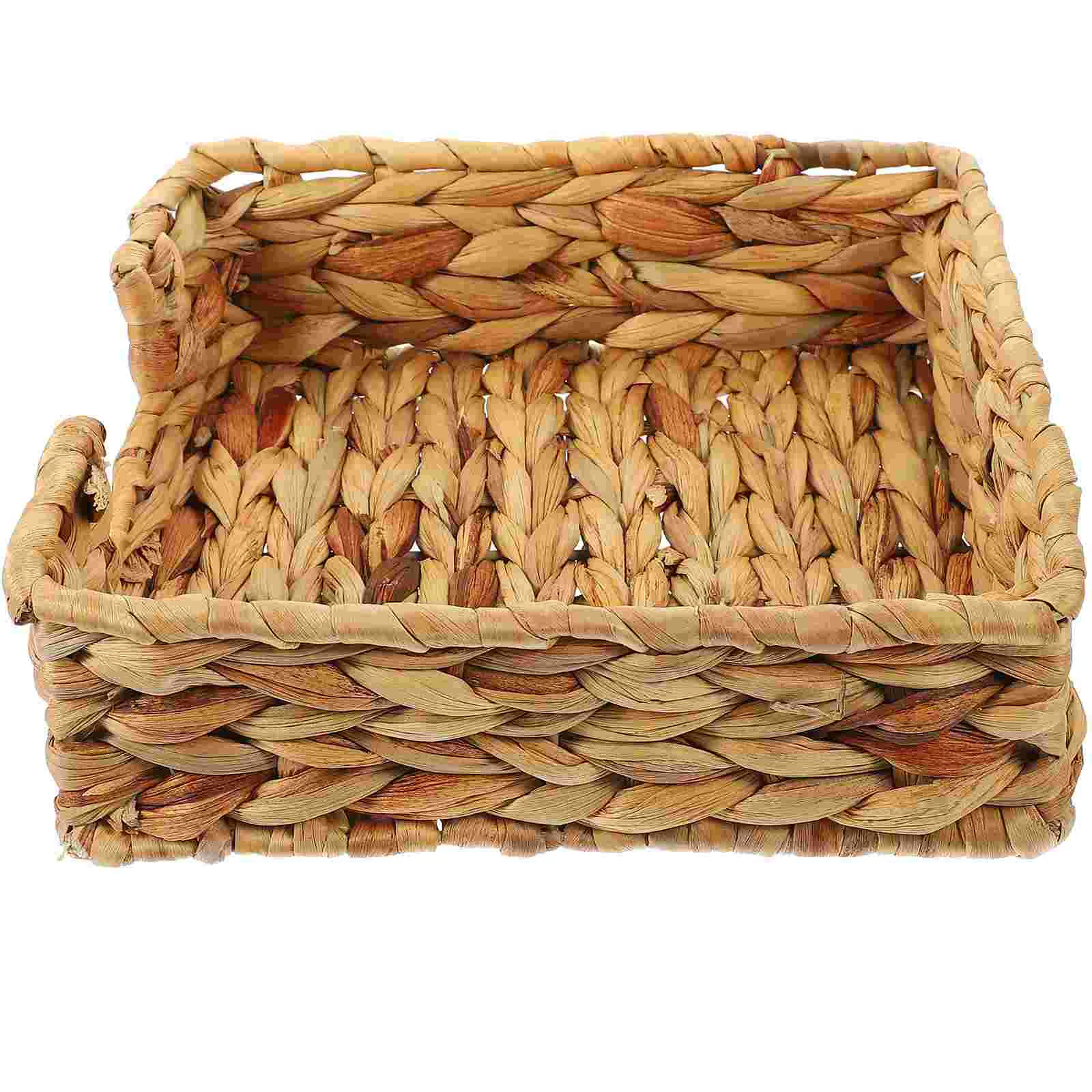 

Basket Storage Holder Woven Wicker Tray Napkin Towel Rattan Baskets Bin Box Tissue Bread Guest Hyacinth Candy Snack Paper