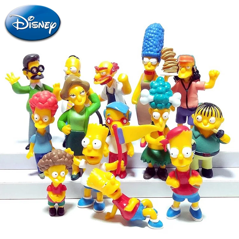Disney Simpsons Cartoon Action Figures Toys Funny Homer Marge Bart Mini Figurines PVC Model Children Toy Birthday Christmas Gift