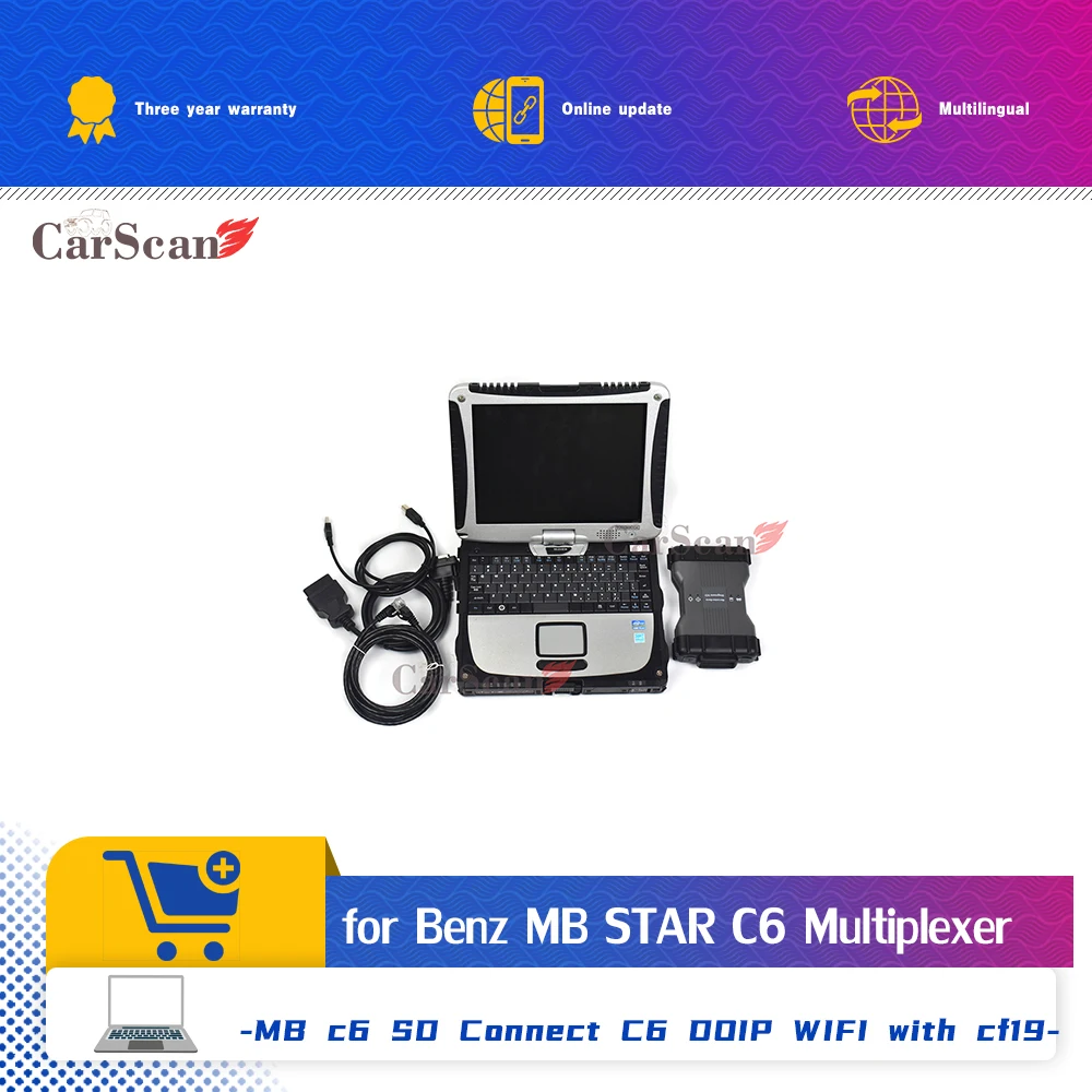 

CF19 ноутбук + MB STAR C6 мультиплексор для Benz Mb SD Подключение C6 Xentry Das Wis Epc VXDIAG C6 для Benz грузовик диагностический сканер