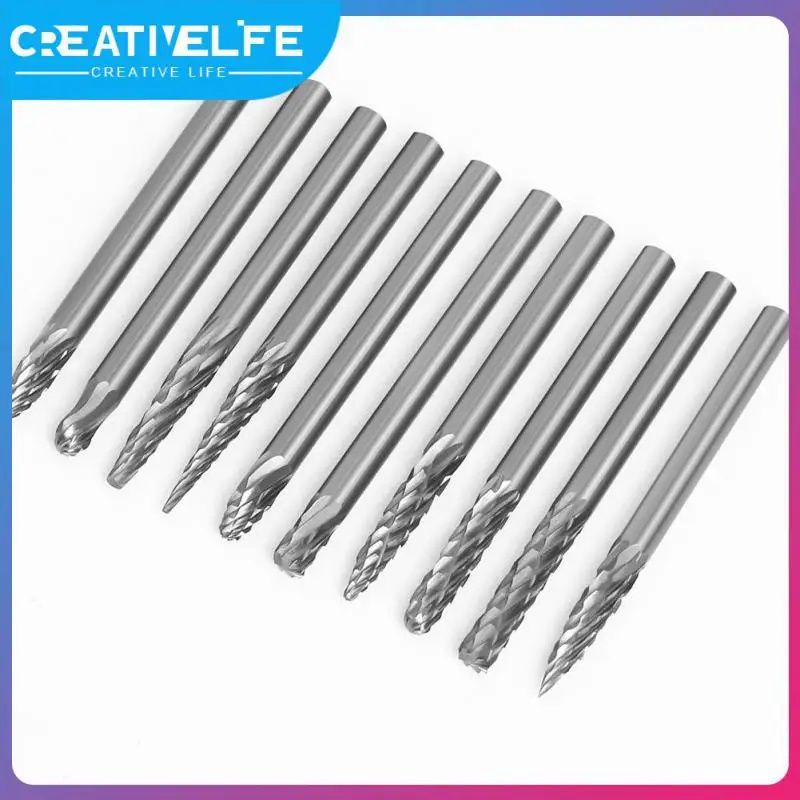 

3mm Safe Milling Cutters Rotary Burrs 10pcs Drill Bits Rotate Tool For Chamfer Of Mechanical Parts Tungsten Steel