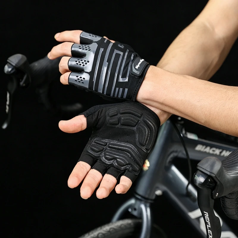 

Перчатки на полпальца 24BD для езды на велосипеде, Нескользящие амортизирующие дышащие велосипедные перчатки с подкладкой для мужчин и женщи...